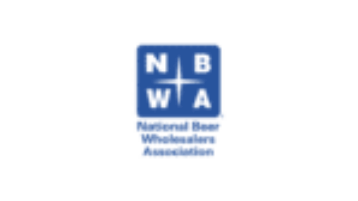 Logo of the National Beer Wholesalers Association featuring a blue square with the white letters N, B, W, and A, separated by a star, above the association’s name in blue text on a white background.