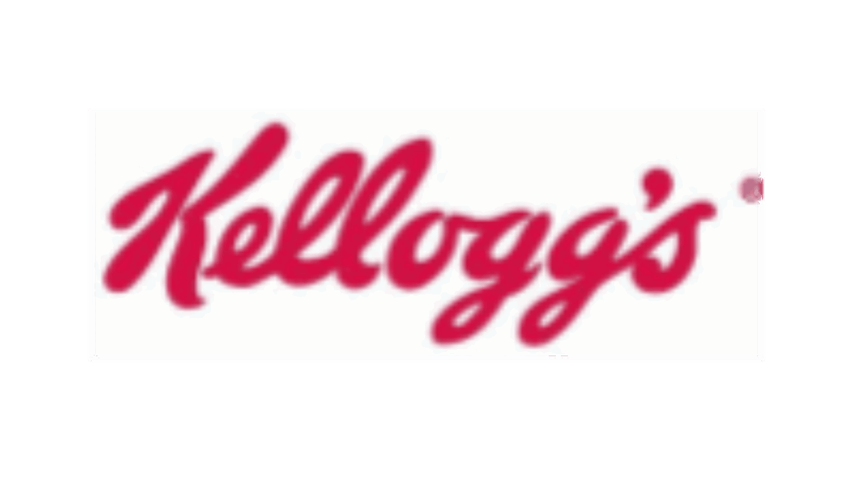 Red Kellogg’s logo in cursive script on a white background.
