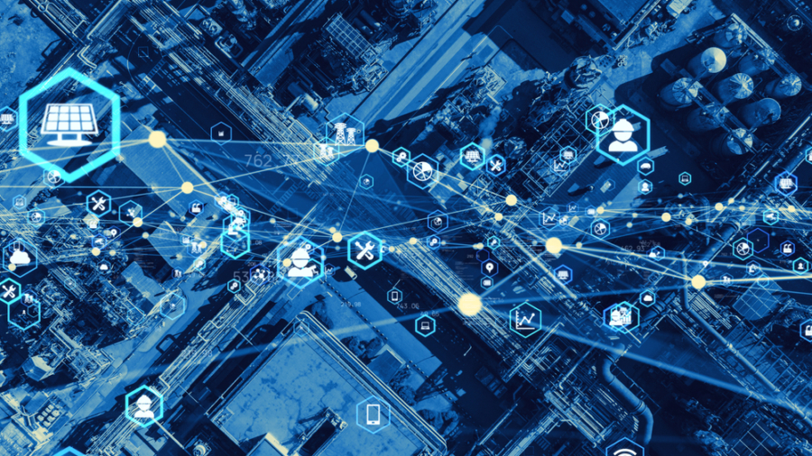 Blue graphic representing supply chain optimization