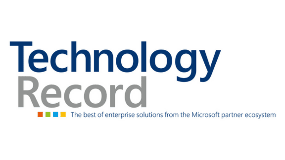The logo for Technology Record features the words Technology Record in blue and gray text, with a tagline below that reads, The best of enterprise solutions from the Microsoft partner ecosystem.