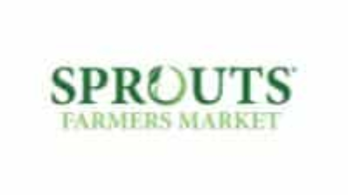 Sprouts Farmers Market logo with the word Sprouts in large green letters, featuring a leaf inside the letter O, and Farmers Market in smaller green text below.
