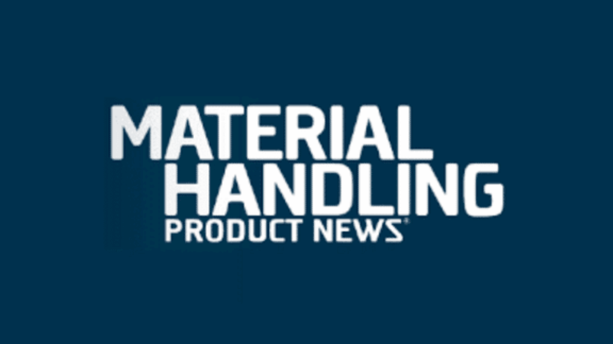 White text on a dark blue background reads Material Handling Product News.