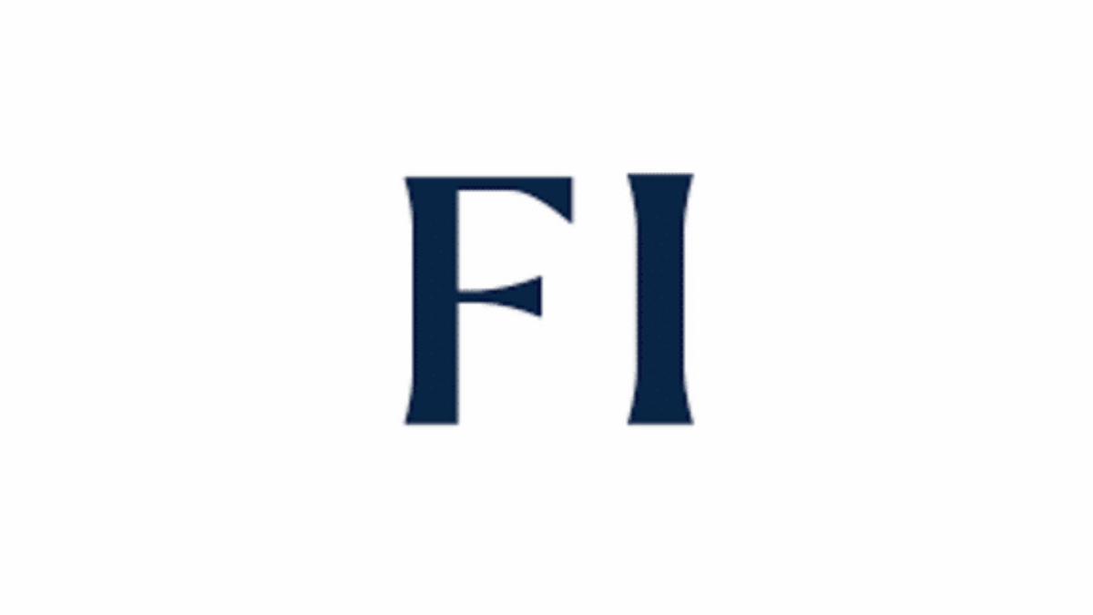 The image shows the letters FI in a bold, dark serif font centered on a plain white background.