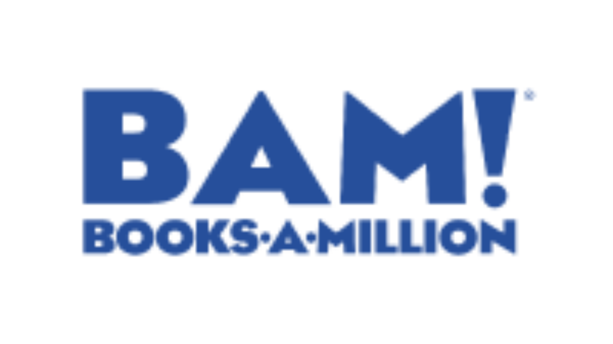 Blue text logo reads BAM! BOOKS·A·MILLION on a light gray background.