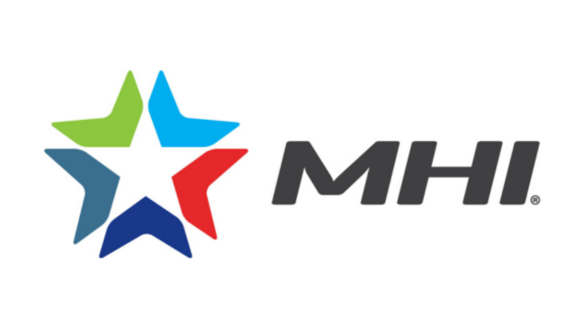Logo featuring a five-pointed star with green, light blue, dark blue, and red segments, next to the bold, gray letters MHI on a white background.