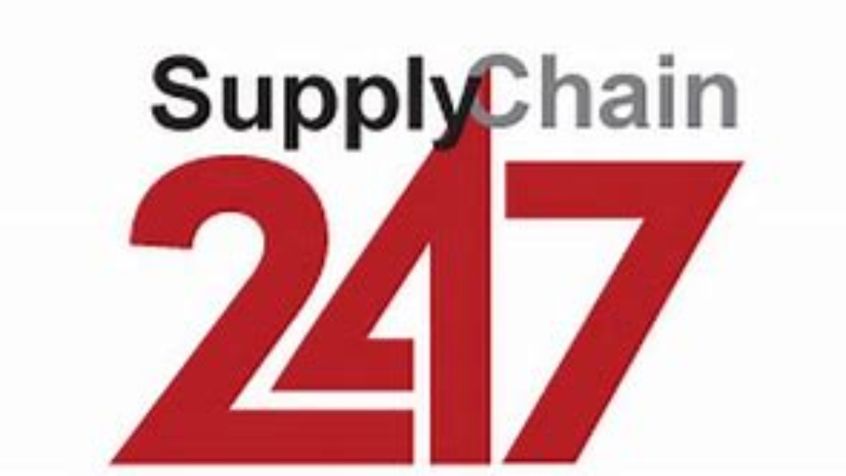 Logo featuring the words Supply Chain in black and gray above large red numbers 247, representing the concept of supply chain available 24/7. The background is white.