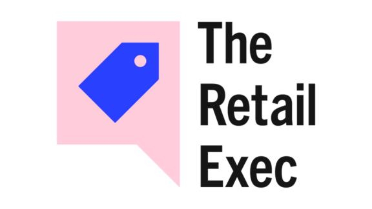 Logo with a blue price tag icon inside a pink speech bubble on the left, and bold black text on the right reading The Retail Exec on a white background.