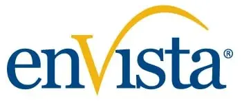 Envista logo with the word envista in blue lowercase letters, except for a large yellow uppercase V that arcs over the i and s.
