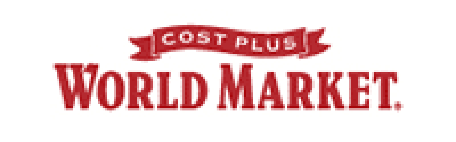 Cost Plus World Market logo with COST PLUS in white letters on a red banner above WORLD MARKET in large red font, all on a white background.